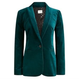 J. Crew Factory Green Velveteen One-Button Blazer Size 4